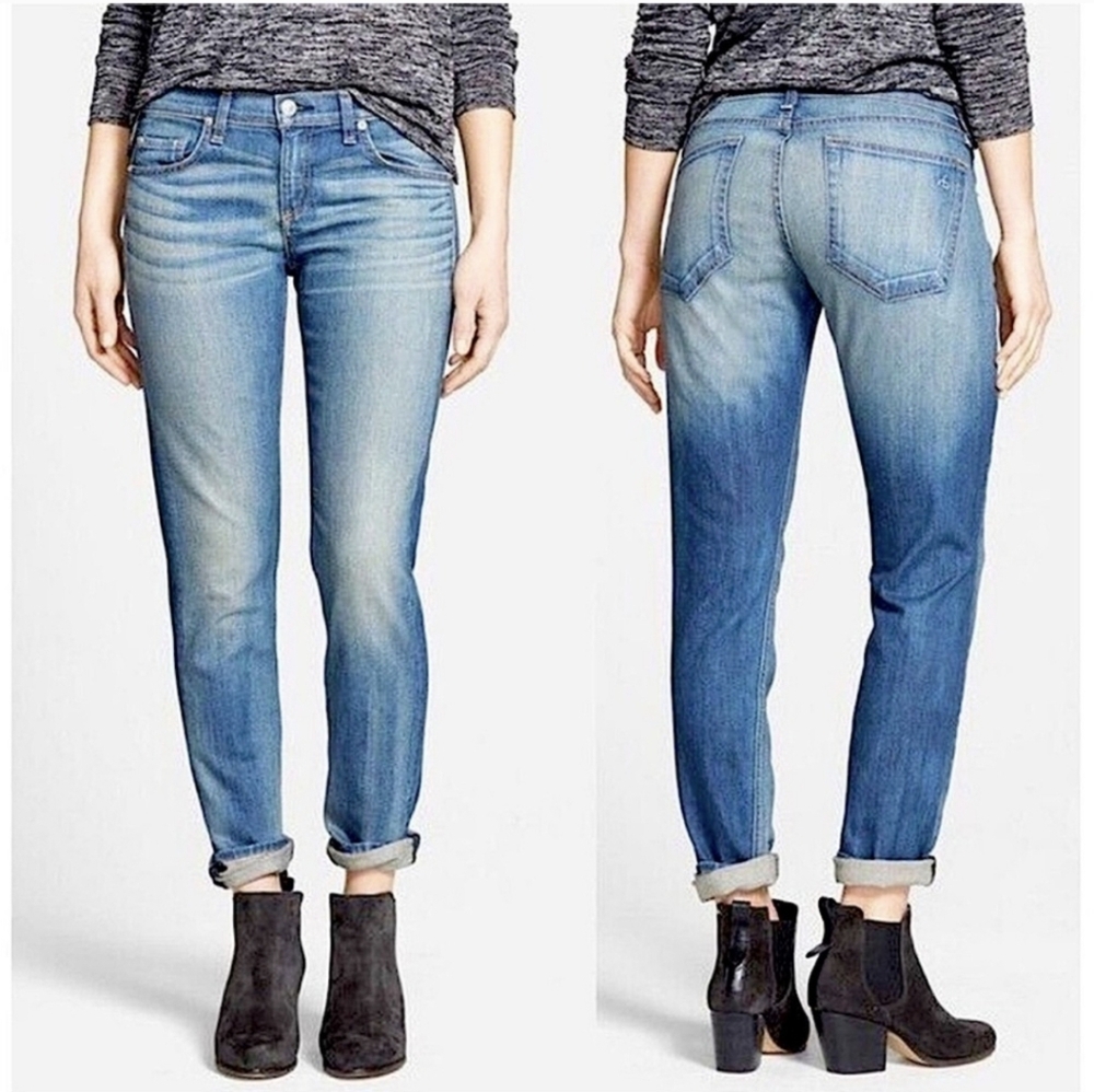 Rag and Bone The Dre Slim Boyfriend Jeans Style# W1590K510ND Golden Blue Wash